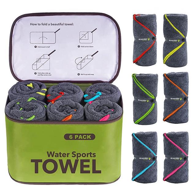 4Monster 4 Pack Microfiber Bath Towel Camping Towel Swimming Towel Sports Towel with Accessory Bag, Quick Dry & Super Absorbent for Travel Gym Boat RV, Suitable for Adults Kids Family, 24 X 48 Inch