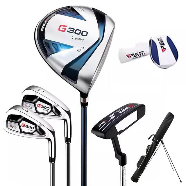 PGM Men's Complete Golf Club Set - 4 Pieces - #1 Driver - #7 Iron - Sand Wedge - Putter - Golf Stand Bag - Titanium Club Head, Graphite Shaft