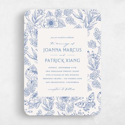 Blue Rounded Wedding Invitation - Briallen Portrait