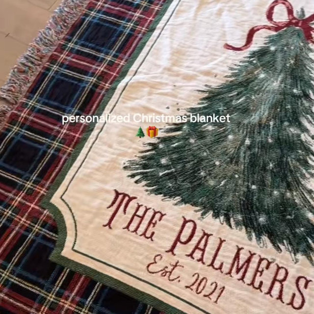 Perosnalized christmas blanket - “The Palmers est. 2026”