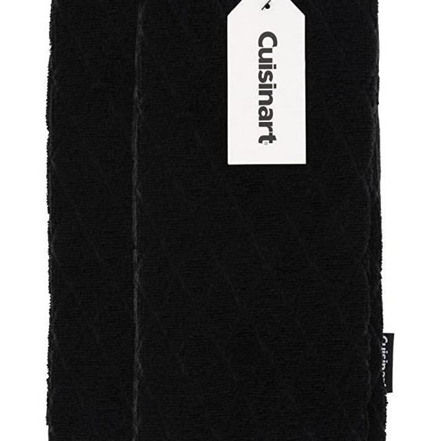Cuisinart Bamboo Kitchen Towels, 2pk Jet Black - Soft, Absorbent, Durable Kitchen Hand Towels Set - Quick Drying Bamboo Cotton Blend Perfect for Drying Dishes or Hands, 16 x 26 Inches