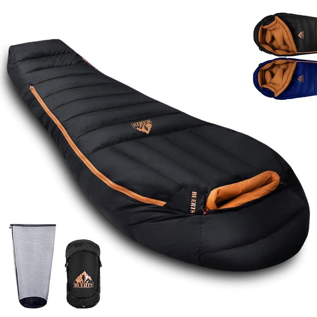BUERTS Down Backpacking Sleeping Bag.Cold Weather Sleeping Bag 30°F 20°F 10°F (Multiple Temperature Options), XL Large 4 Season Sleeping Bag for Adults Camping Hiking Mountaineering