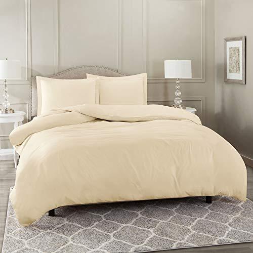 Nestl Bedding Duvet Cover 3 Piece Set – Ultra Soft Double Brushed Microfiber Hotel Collection – Comforter Cover with Button Closure and 2 Pillow Shams, Cream - King 90"x104"