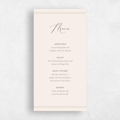 Beige Elegant Wedding Menu - Evora