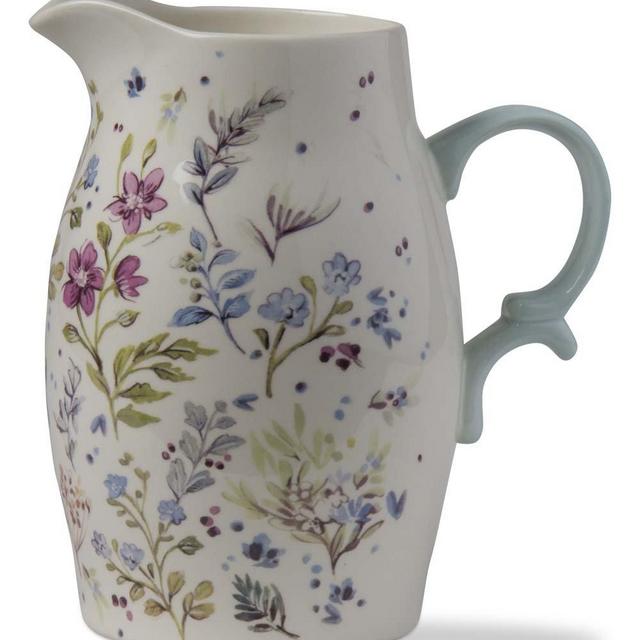 Off-White & Green Floral Meadow Pitcher