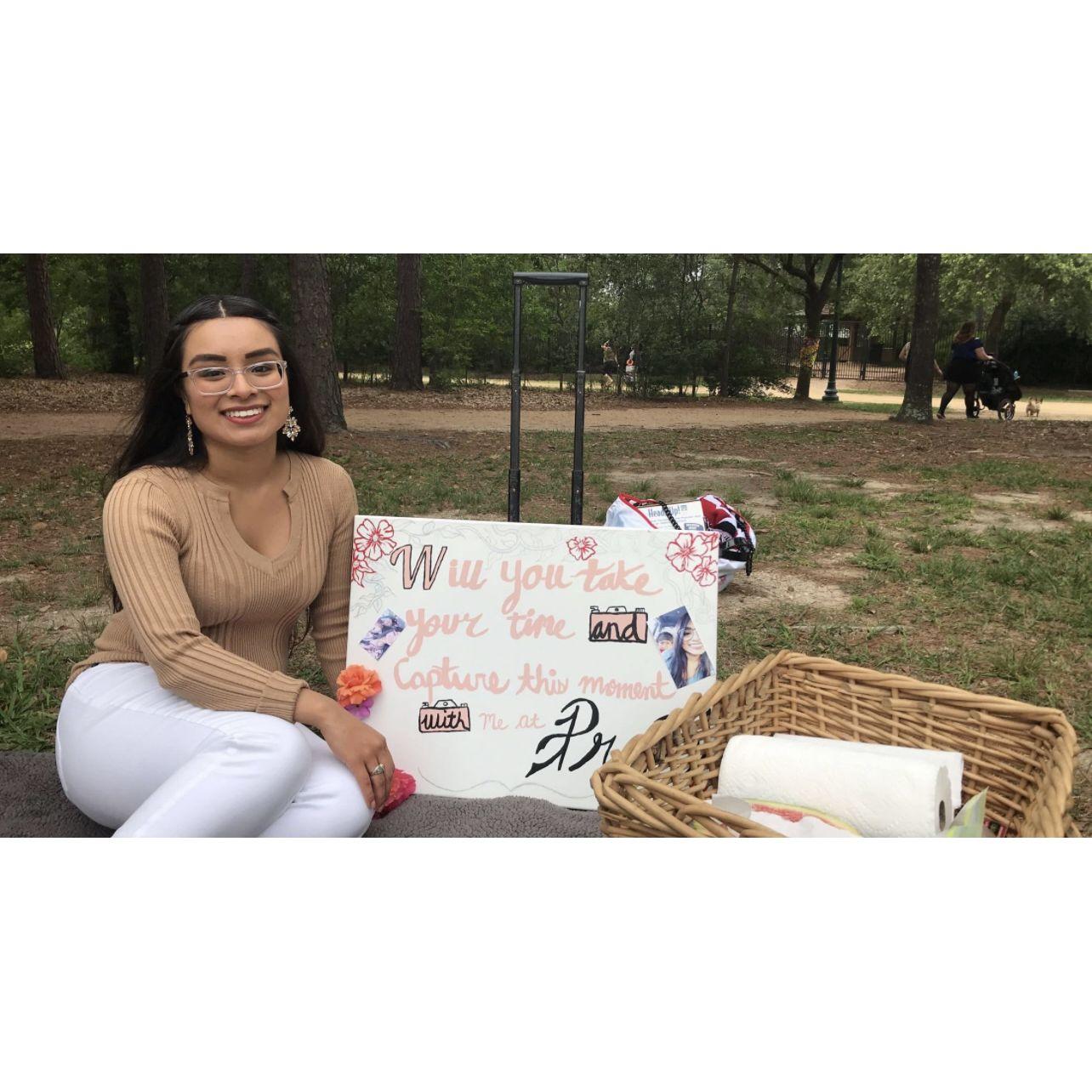 2018 Promposal. Lynell had surprised me with a picnic to ask me to be his prom date.