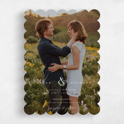 White Scalloped Wedding Invitation - Jackson Photo