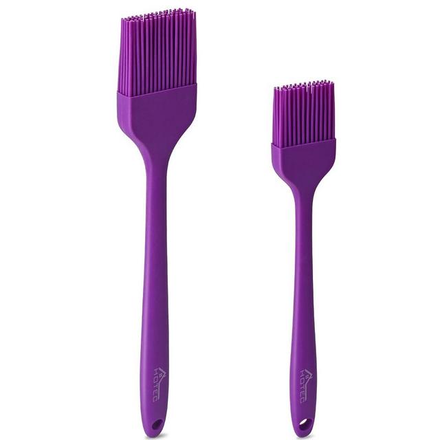 HOTEC Basting Brushes Silicone Heat Resistant Pastry Brushes Spread Oil Butter Sauce Marinades for BBQ Grill Barbecue Baking Kitchen Cooking BPA Free Dishwasher Safe (Purple) 2pcs