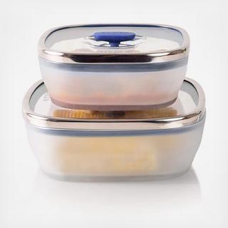 4-Piece Square Frosted Glass Cookware & Storage Set