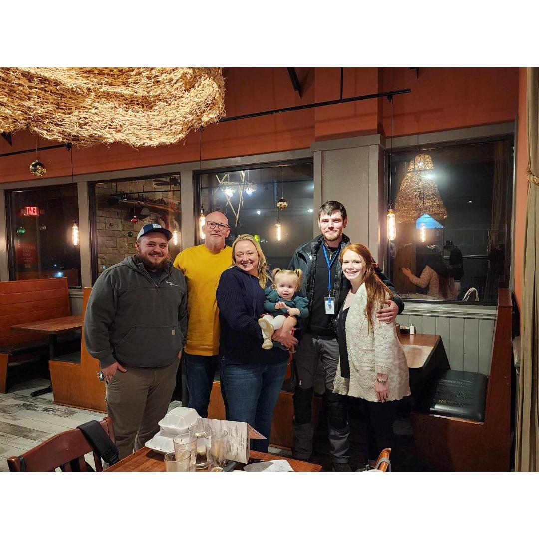 Dallas Coates (Haley's fiance), Kevin, me, Amara, Blake(Kevin's son), and Haley(Kevin's daughter) at a Christmas get together
