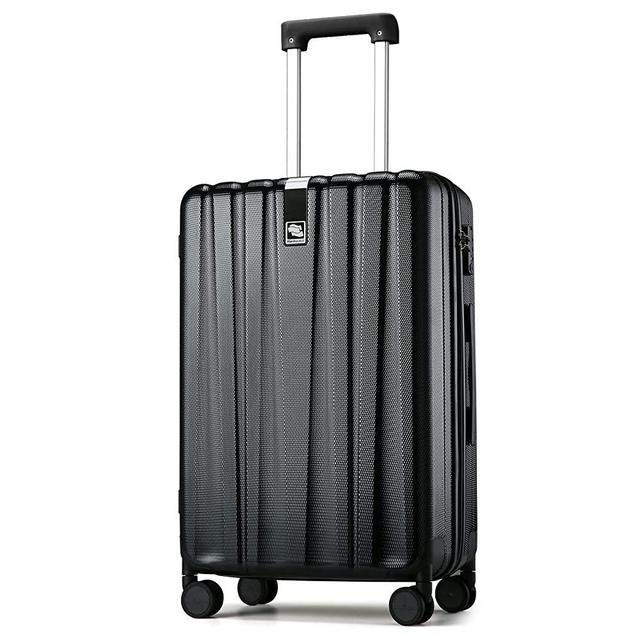 Hanke Upgrade Luggage Suitcases With Spinner Wheels Lightweight PC Hard Shell Rolling Suitcase With TSA Lock,Checked-Medium 24-Inch(Jet Black)