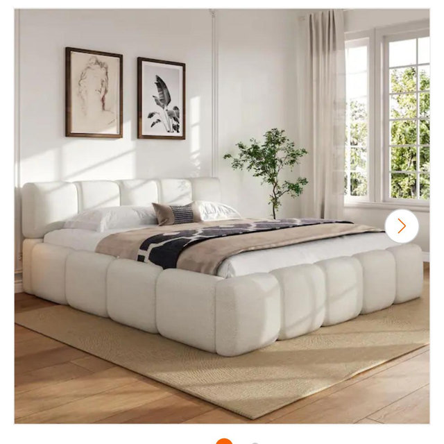 White platform bed frame Home Depot