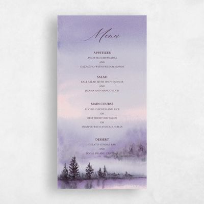 Lavender, Purple Wedding Menu - Colt