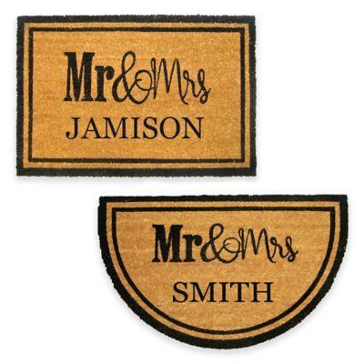 Nature by Geo Crafts Mr. & Mrs. Door Mat in Natural/Black