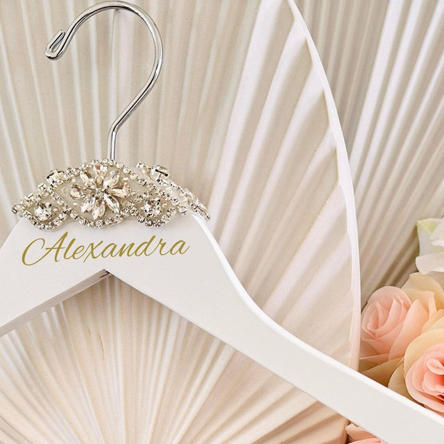 Wedding hanger for the bride, Personalized wedding hanger, Wedding dress hanger, Bridesmaid hanger, Last Name hanger crystals bride gift