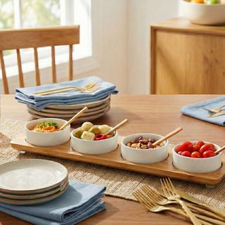 Four Bowl In Line Serving Platter