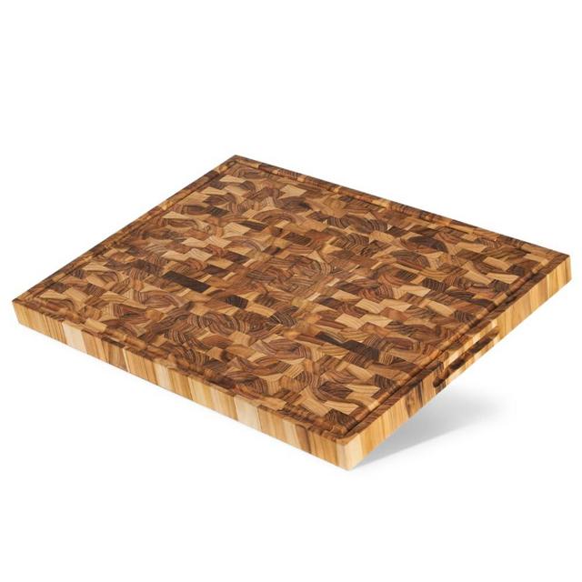 VIETGREEN Durable Teak wood End Grain Cutting Board Sturdy Reversible Teakwood Chopping Board Non-slip Natural Pre-oiled Cutting Board Gifts Sustainable Wooden Carving Board for Kitchen