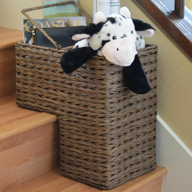 Sweater Weave Handwoven Wicker Stair Step Basket