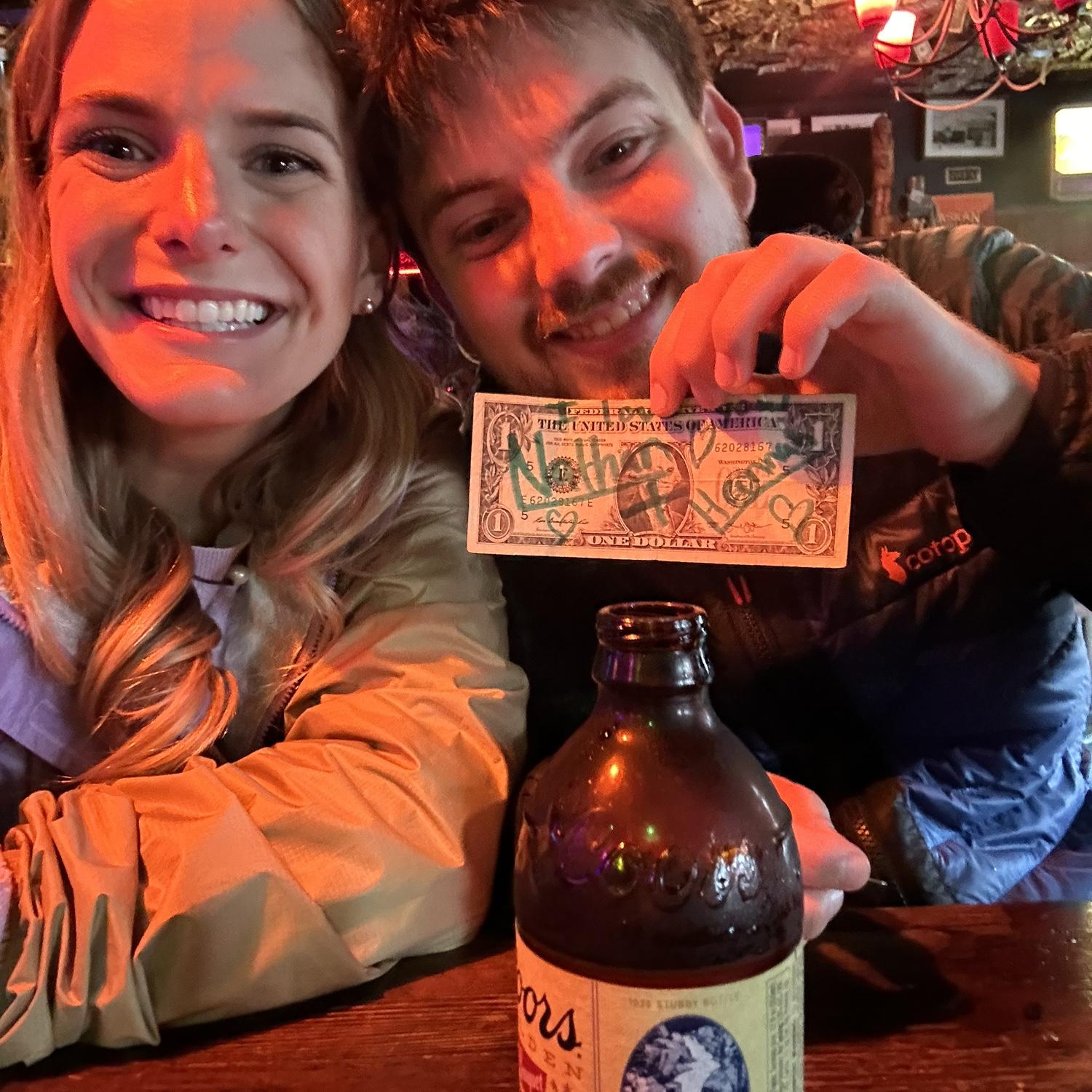 Our names are hanging in a bar in Seward- look for us!