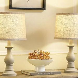 Vintage Table Lamp for Living Room Bedroom, 18.5" Farmhouse Bedside Lamps Nightstand Lamp Set of 2, Table Lamps with Oatmeal Linen Lamp Shades, 2 LED Bulbs Included