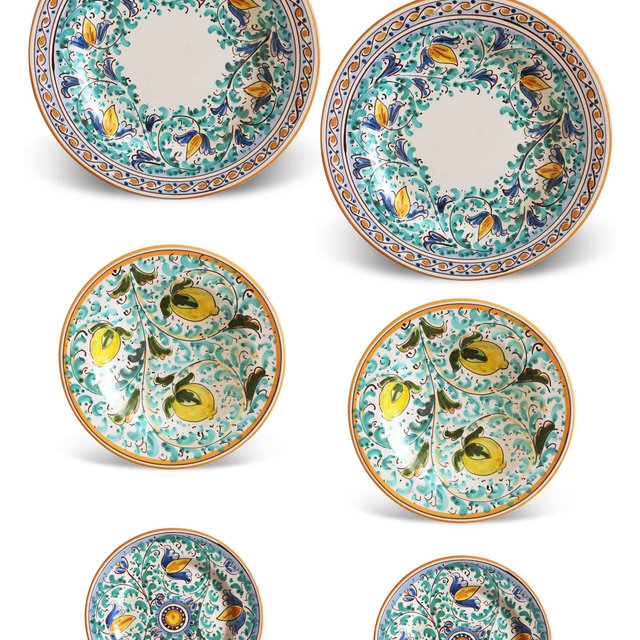 SICILIAN CALTAGIRONE CERAMIC PLATES – 6 PIECES – LUMÌA