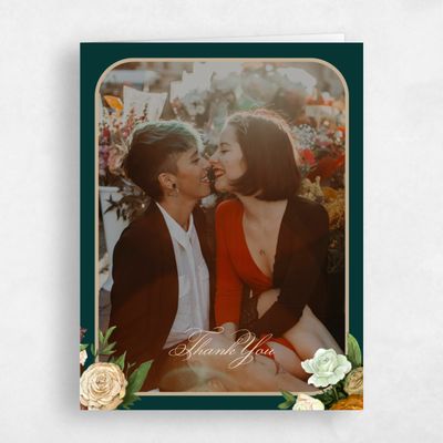 Dark Emerald, Green Wedding Thank You - Eleganza Photo