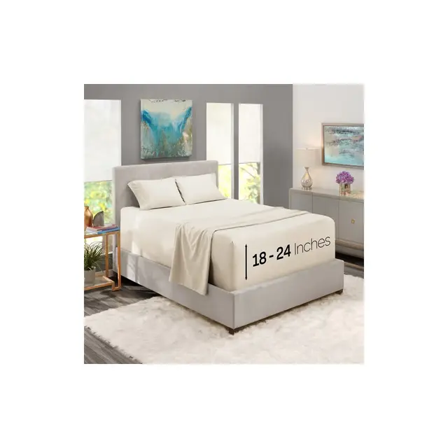 Nestl Extra Deep Pocket 4 Piece Sheet Sets, Queen Size Deep Pocket Sheets - Off White