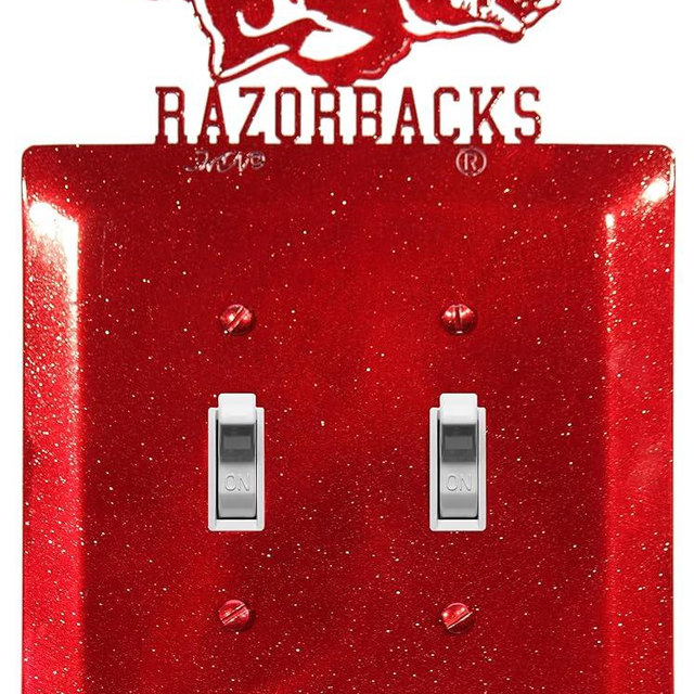 SWEN Products ARKANSAS RAZORBACKS Collegiate Metal Plate Cover (Double Switch Red)