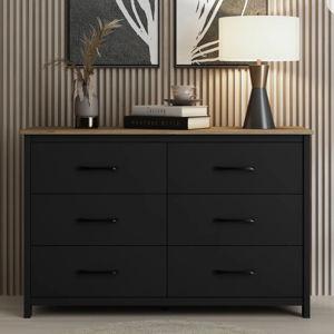 Allysyn 6 Drawer Dresser - Black/Knotty Oak