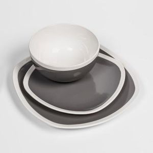 Soft Square Stoneware 12pc Dinnerware Set Gray - Threshold™