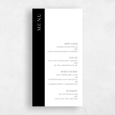 White Wedding Menu - Taos