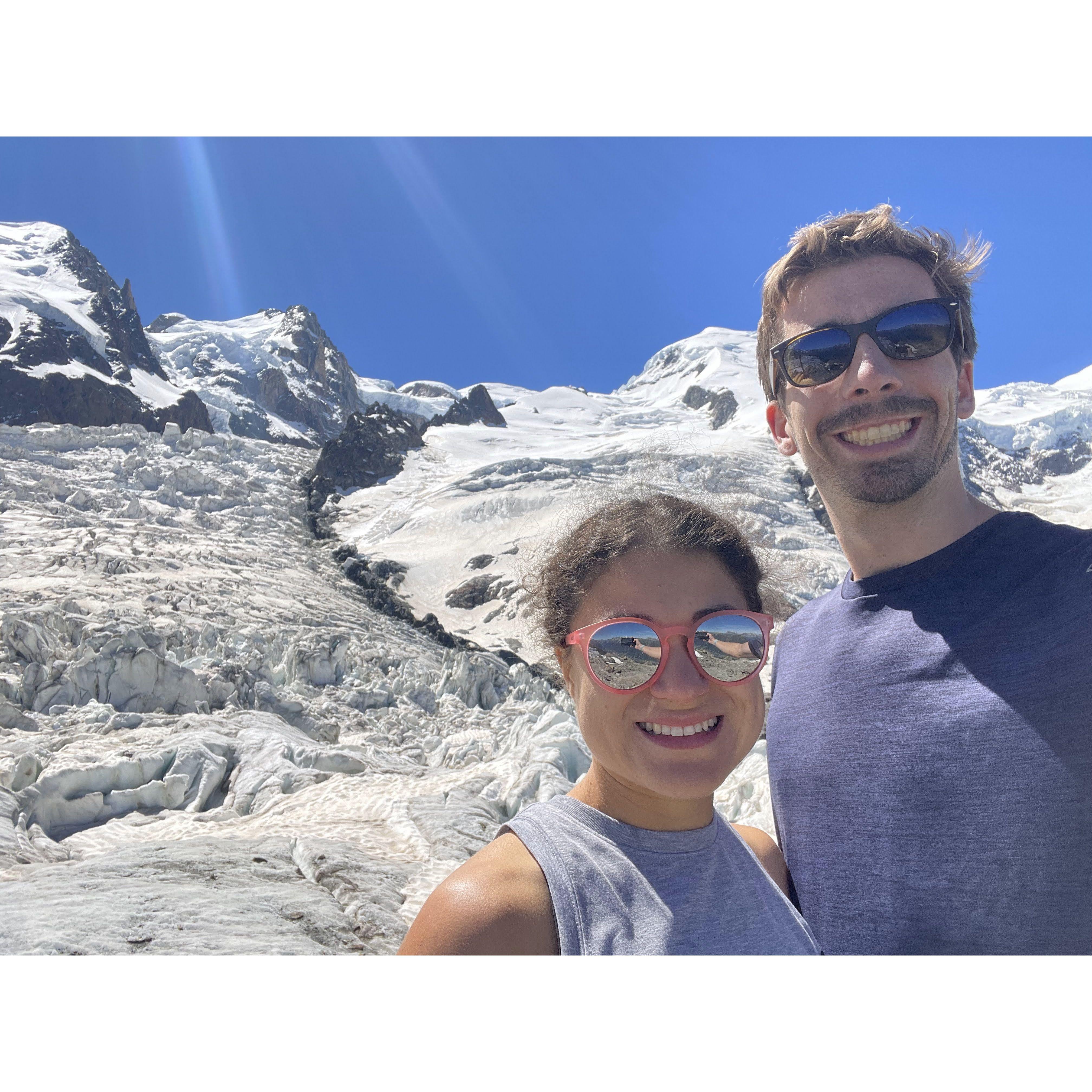 View of the Mont-Blanc from our run up "La Jonction" in Chamonix (15 miles, Jun 2022)