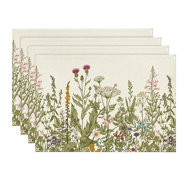 Artoid Mode Wildflowers Spring Placemats Set of 4, 12x18 Inch Seasonal Summer Table Mats for Party Kitchen Dining Decoration