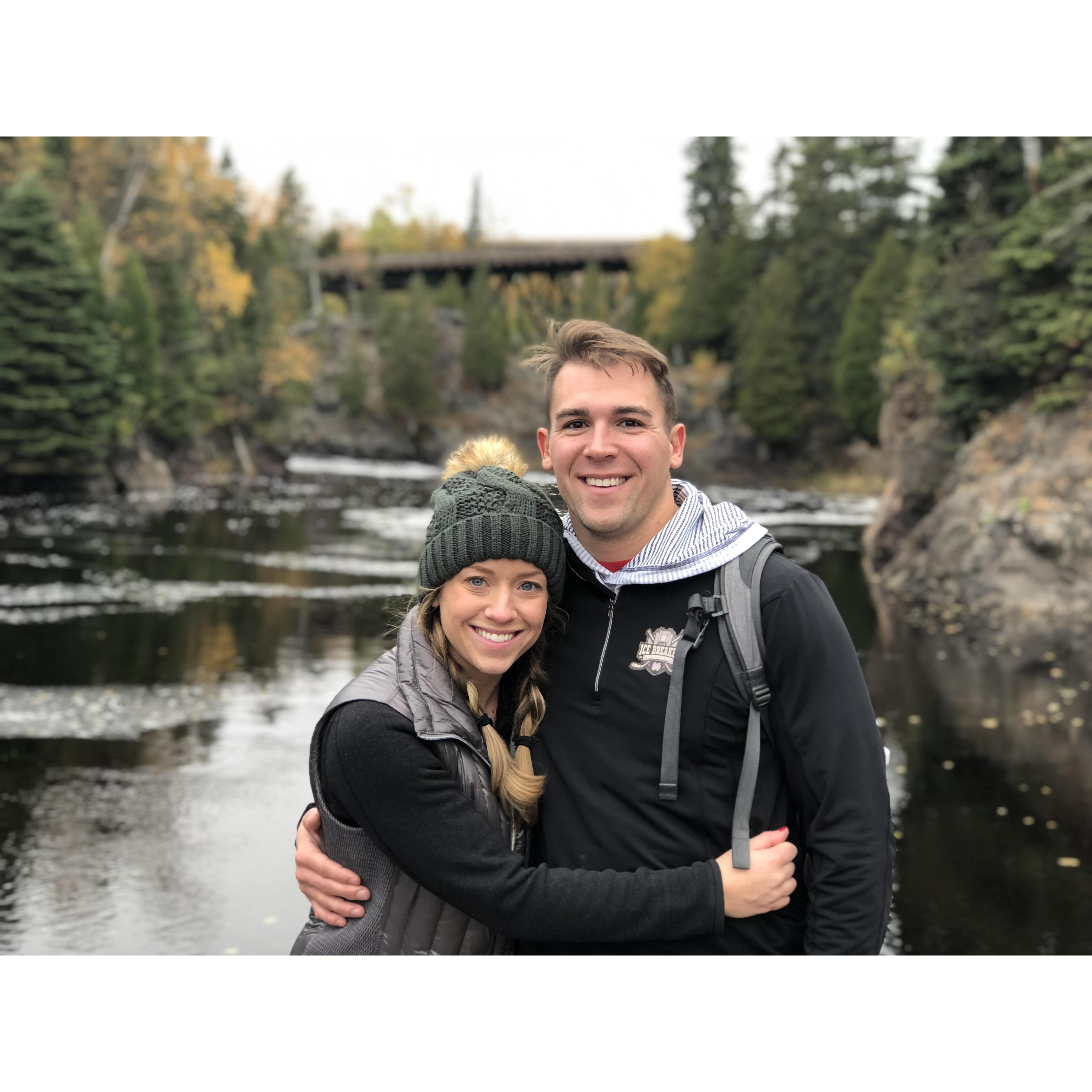 Our first hike together to celebrate my birthday at Tettegouche State Park on the North Shore.