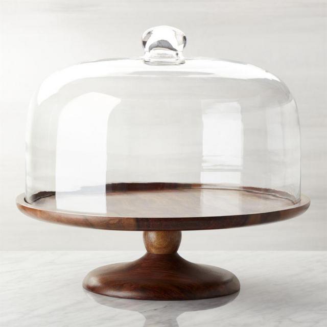 Wood Pedestal Server with Dome
