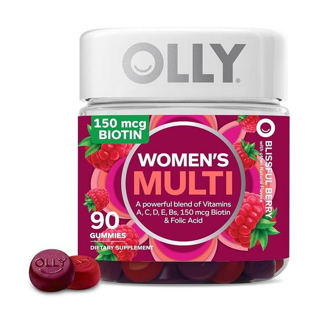 OLLY Women's Multivitamin Gummy, Overall Health and Immune Support, Vitamins A, D, C, E, Biotin, Folic Acid, Adult Chewable Vitamin, Berry, 45 Day Supply - 90 Count (Pack of 1)