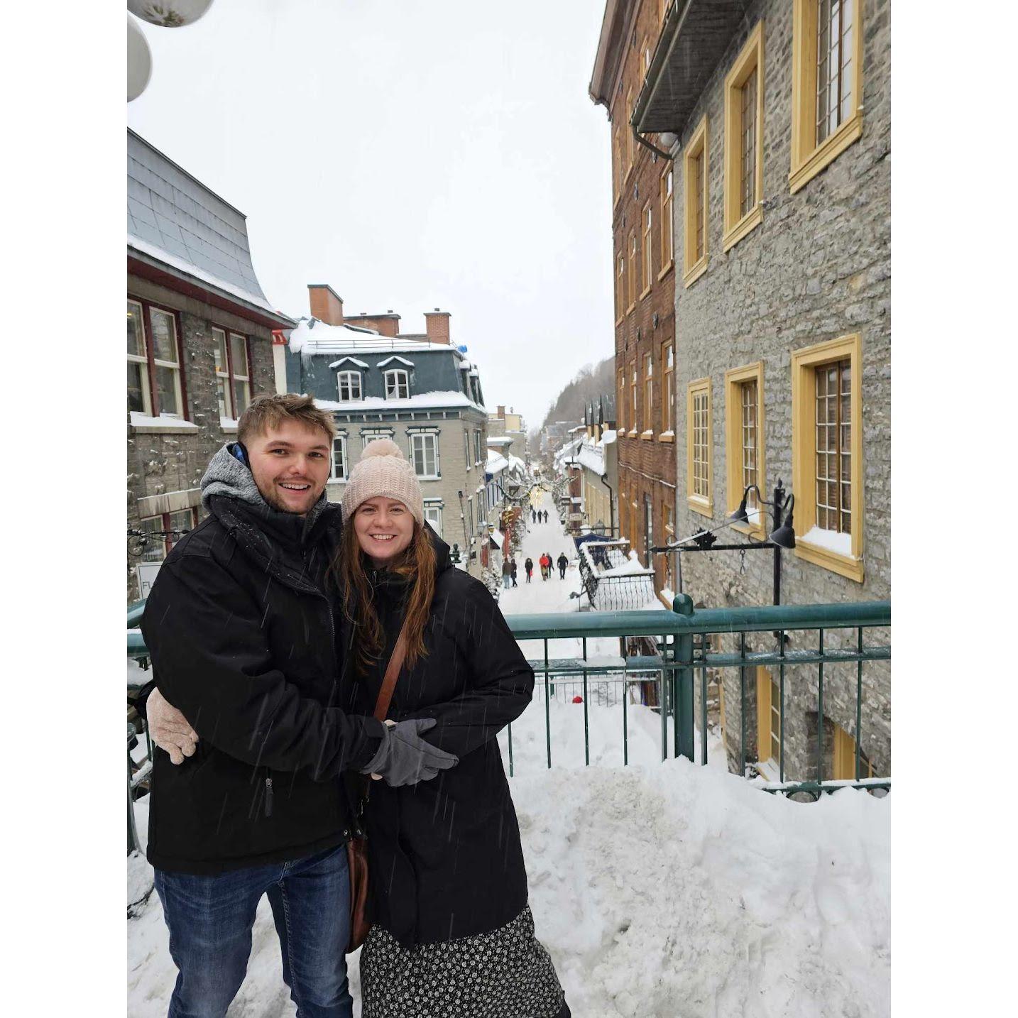 Exploring Quebec City the night before the proposal.