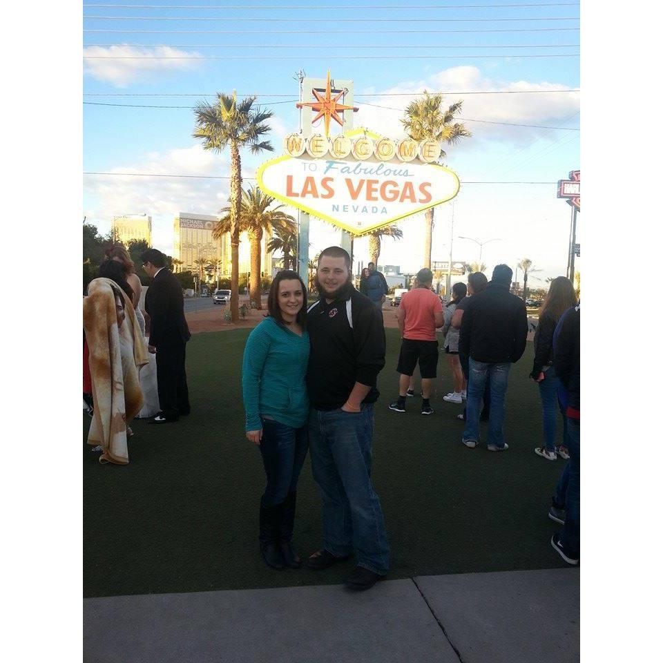 Our first trip together! Las Vegas, Nevada! We had to take a shot at the infamous welcome sign!