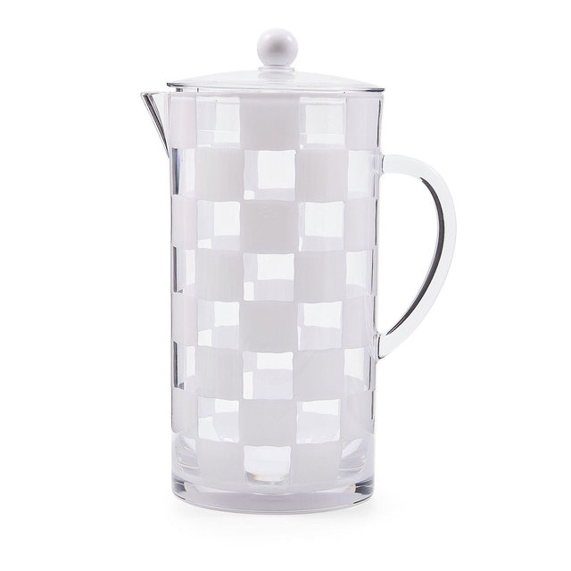 MacKenzie-Childs White Check Acrylic Pitcher