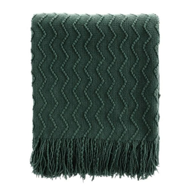 BATTILO HOME Dark Green Throw Blanket for Couch, Soft Christmas Decor Forest Green Throw Blankets, Decorative Knitted Green Blanket for Sofa Bed, 50"x60"