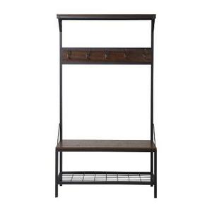 3-Shelf Wide Hall Tree Bench - Antique Dark Brown 39" - Homestar
