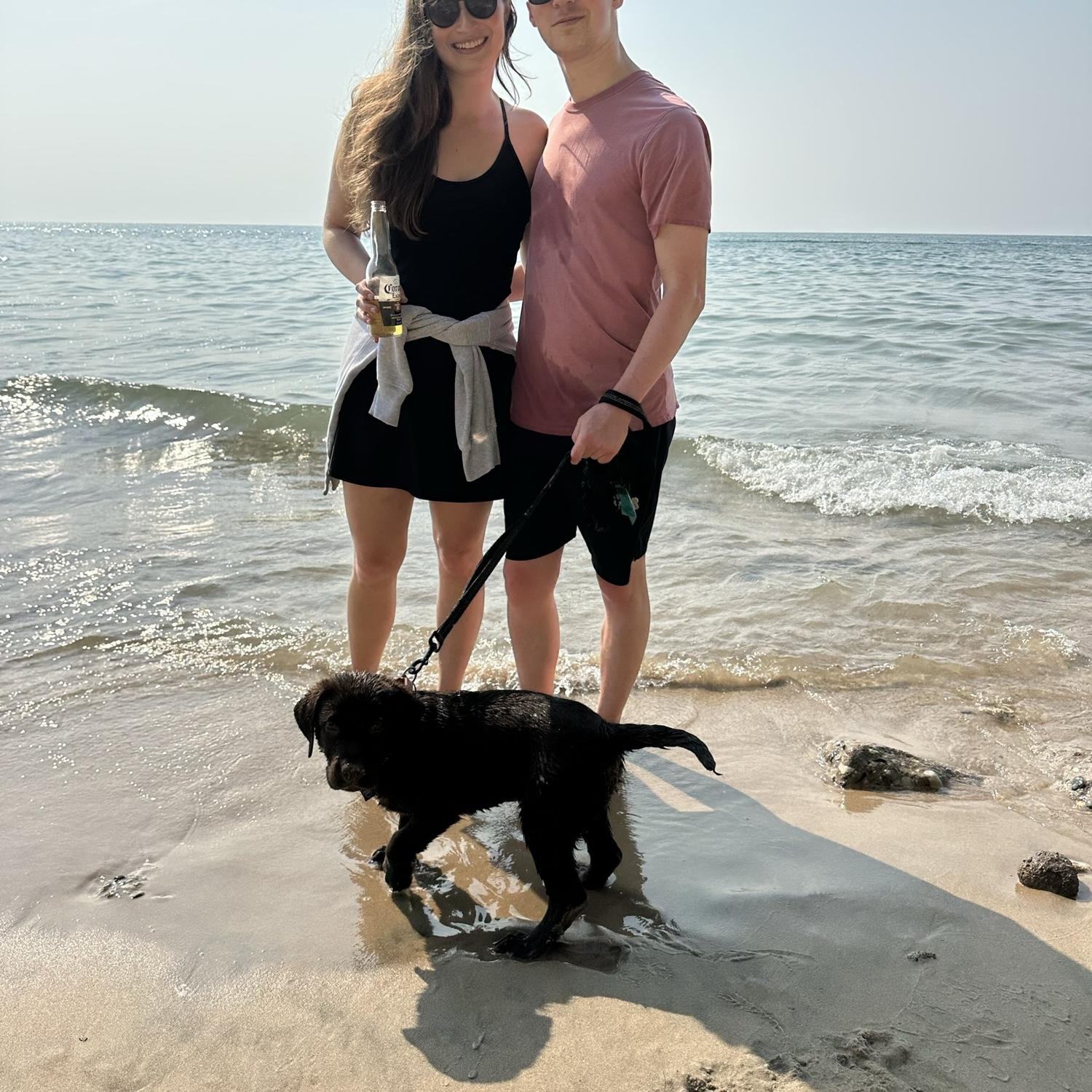 O & K on Mousse’s first family vacation in Michigan. They learned she is quite the water dog!