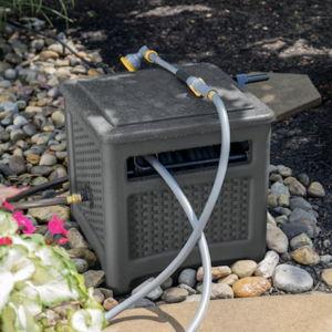 Suncast Wicker Hideaway Plastic 225-ft Container Hose Reel