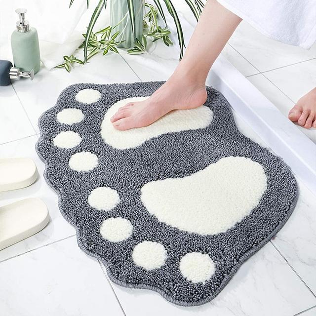 Aiegoor Bathroom Rugs Mats Water Absorbent Non-Slip Mat Used in Bathroom, Shower, Room, Etc.Soft Microfiber Bath Mat Machine Washable Bath Mat Big Feet Bathroom Mat (Gray 16x24'')