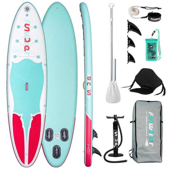 FunWater Inflatable Paddle Boards Stand Up Paddleboard Wide Stable with Premium SUP Paddle Board Accessories Non-Slip Deck Ultra-Light ISUP for Adult & Youth