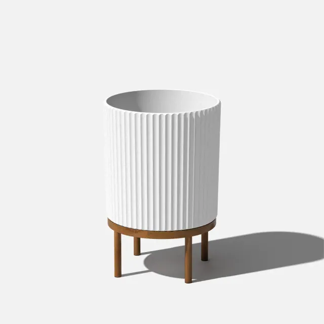 Veradek Mason Series Raised Demi 16" Plastic-Stone Planter with Stand - White/Brown