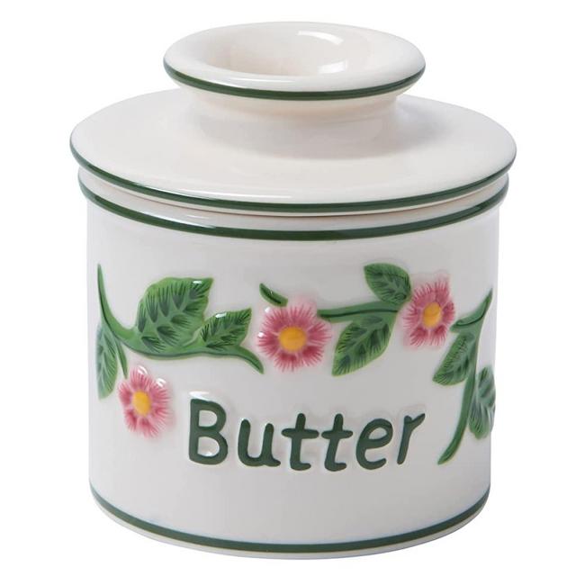 Butter Bell - The Original Butter Bell Crock by L. Tremain, French Ceramic Butter Dish, Original Collection (Hand Painted Raised Floral)
