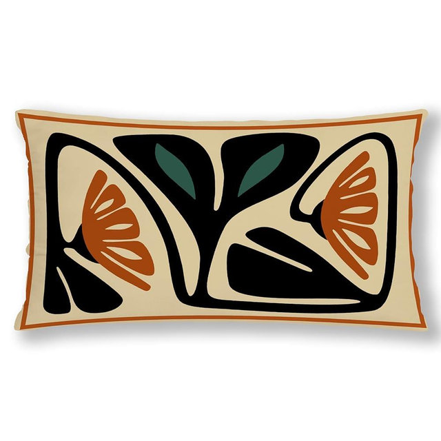 efgthyjdh Groovy 70s Retro Boho Burnt Orange and Teal Abstract Floral Pillow Covers 12x20, Mid Century Modern Botanical Flower Decorative Throw Pillow Covers Pillowcases for Living Room Home Bedroom