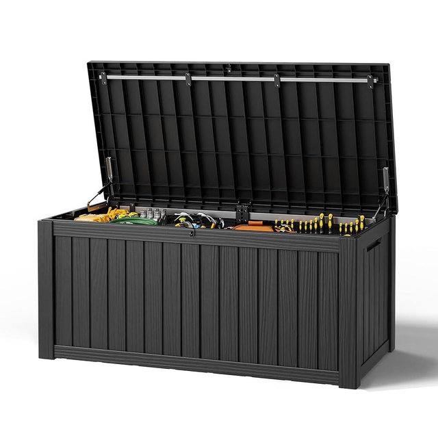 NBYSGO Outdoor Storage Box, Resin Deck Boxes Indoor and outdoor, Waterproof Storage Box Lockable Lid (Black,150 Gallon)