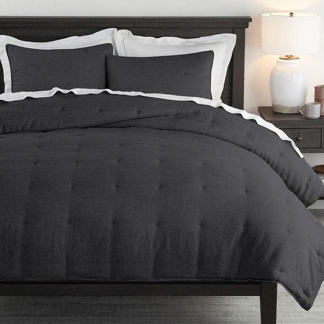 Ebony Belgian Flax Linen Comforter, King/Cal. King